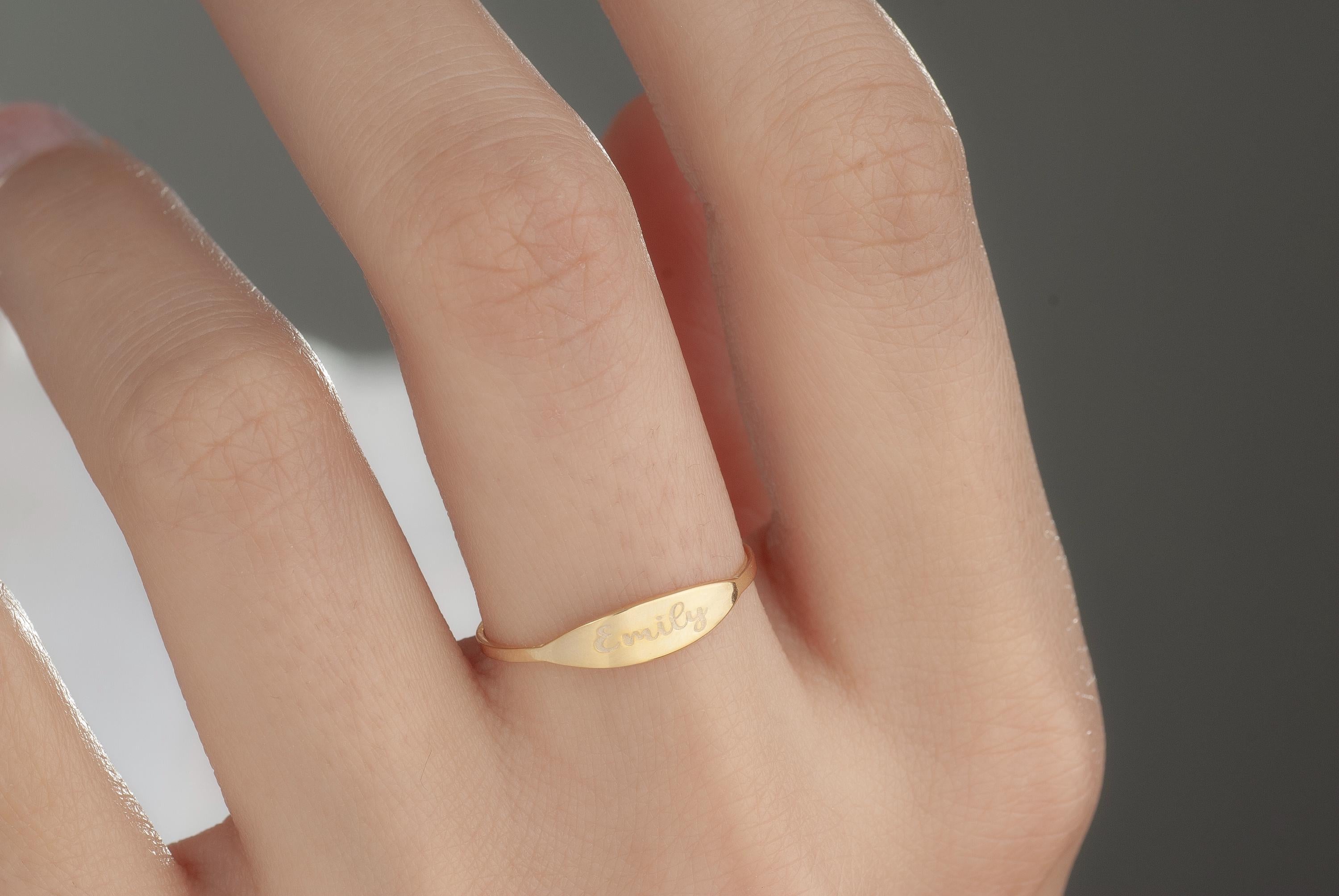 Stacking Minimalist Name Rings, Custom Gold Engraved Skinny Band Ring, Dainty Name Ring, Delicate Band Ring,Engraved Name Ring, Minimal Ring