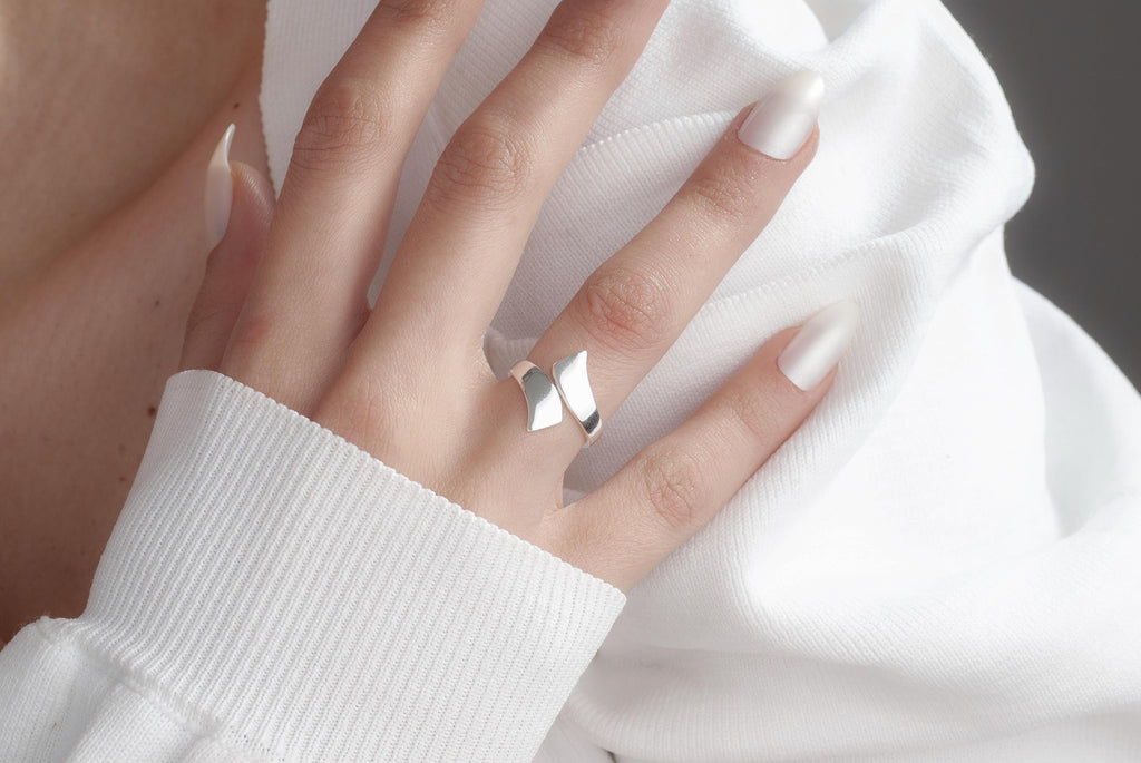 Silver Wrap Ring, Spiral Minimalist Chunky Ring, Adjustable Modern Wrap Ring, Bold Thick Statement Band Ring, Silver Wrap Ring, Spiral Ring