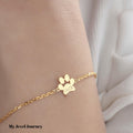 14K Gold Personalized Pet Paw Bracelet, Dog Paw Bracelet, Tiny Paw Name Bracelet, Custom Pet Jewelry, Memorial Gift