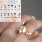 14K Gold Chunky Birth flower Ring, Adjustable Ring, Birth Flower Jewelry, Dome Ring, Big Chunky Band Ring, Shiny Bombe Ring, Stackable Ring