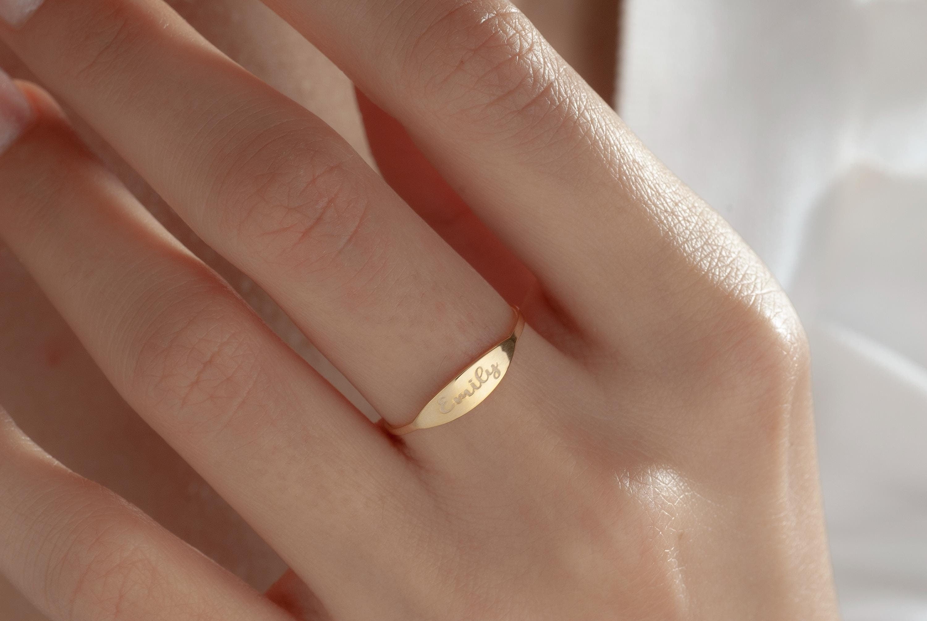 Stacking Minimalist Name Rings, Custom Gold Engraved Skinny Band Ring, Dainty Name Ring, Delicate Band Ring,Engraved Name Ring, Minimal Ring