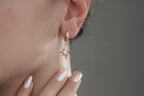 Sterling Silver Star Drop Earrings, Diamond Star Earrings, Bridal Earrings, Pearl Jewellery, Mothers Day Gift, Star Dangle Earrings