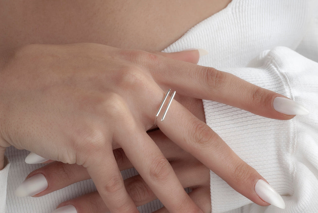 Adjustable Double Wire Ring in Sterling Silver, 18k Gold Ring, Hanmade Double Wire Ring, Minimalist Adjustable Wrap Ring, Double Band Ring