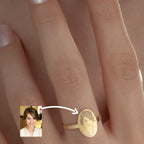 14K Gold Personalized Photo Engraved Ring, Silver Portrait Ring, Custom Photo Ring, Custom Picture Ring, Memorial Ring, Gift for Mom Her