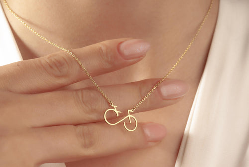 14K Gold Bike Necklace, Bicycle Necklace, Cyclist Necklace, Sports Necklace, Minimal Bike Pendant, Cycling Gift, Bike Lover Gift,Travel Gift