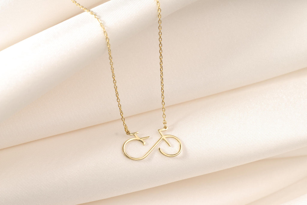 14K Gold Bike Necklace, Bicycle Necklace, Cyclist Necklace, Sports Necklace, Minimal Bike Pendant, Cycling Gift, Bike Lover Gift,Travel Gift