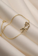 Custom 14K Gold Cat Ear Name Bracelet, Cat Ear Pendant, Cat Lover Necklace, Pet Jewelry, Personalized Pet Memorial Jewelry, Gift For Mom