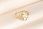14K Gold Flower of Life Ring, Seed of Life Ring, Sacred Geometry Mandala Band Ring, Gold Yoga Ring, Boho Ring, Spiritual Ring For Her