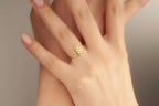 14K Gold Flower of Life Ring, Seed of Life Ring, Sacred Geometry Mandala Band Ring, Gold Yoga Ring, Boho Ring, Spiritual Ring For Her