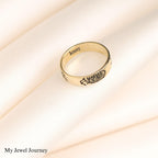14K Gold Birthflower Ring, Mother Birth Flower Ring, Custom Engraved Floral Band Ring, Personalized Family Ring, Christmas Gift