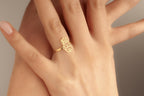 14K Gold Hamsa Ring. Hand of Fatima, Religious Jewelry, Spiritual Good Luck Gift For Her, Protection Amulet Jewelry, Gift For Mom