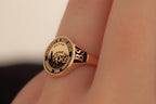 Custom 14K Solid Gold Signet Ring, Graduation Ring, College Class Ring, Senior Year Gift, Custom Crest Ring, High School Graduation Rings