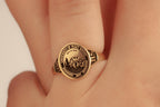 Custom 14K Solid Gold School Emblem Class Ring, Graduation Ring, College Ring, Senior Year Gift, Custom Crest Ring, Engraved Graduatin Gift