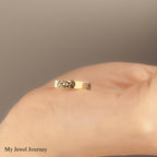 14K Gold Birthflower Ring, Mother Birth Flower Ring, Custom Engraved Floral Band Ring, Personalized Family Ring, Christmas Gift