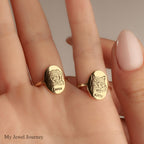 Custom 14K Gold Pet Portrait Ring, Dog Photo Ring, Cat Engraved Ring, Pet Photo Jewelry, Dog Memorial Jewelry, Gift For Dog Mom