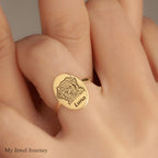 Custom 14K Gold Pet Portrait Ring, Dog Photo Ring, Cat Engraved Ring, Pet Photo Jewelry, Dog Memorial Jewelry, Gift For Dog Mom