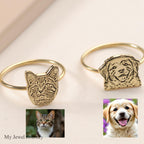 14K Gold Custom Pet Portrait Ring, Dog Photo Engraved Ring, Cat Photo Ring, Pet Jewelry, Engraved Dog Cat Memorial Jewelry,Mother’s Day Gift