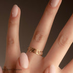 Custom 14K Gold Name Ring, Personalized Band Ring, Roman Numerals Ring, Gold Jewelry Gift Her, Personalized Christmas Gift, Gift For Mom