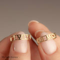 Custom 14K Gold Name Ring, Personalized Band Ring, Roman Numerals Ring, Gold Jewelry Gift Her, Personalized Christmas Gift, Gift For Mom