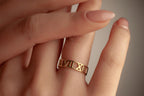 Custom 14K Gold Roman Numerals Ring, Anniversary Band Ring, Name Ring, Band Ring for Her, Custom Engraved Ring for Anniversary, Date Ring