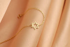 Tiny 14K Gold Star of David Bracelet, Magen David Bracelet, Dainty Religious Bracelet, Jewish Magen Star Charm
