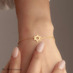 Tiny 14K Gold Star of David Bracelet, Magen David Bracelet, Dainty Religious Bracelet, Jewish Magen Star Charm