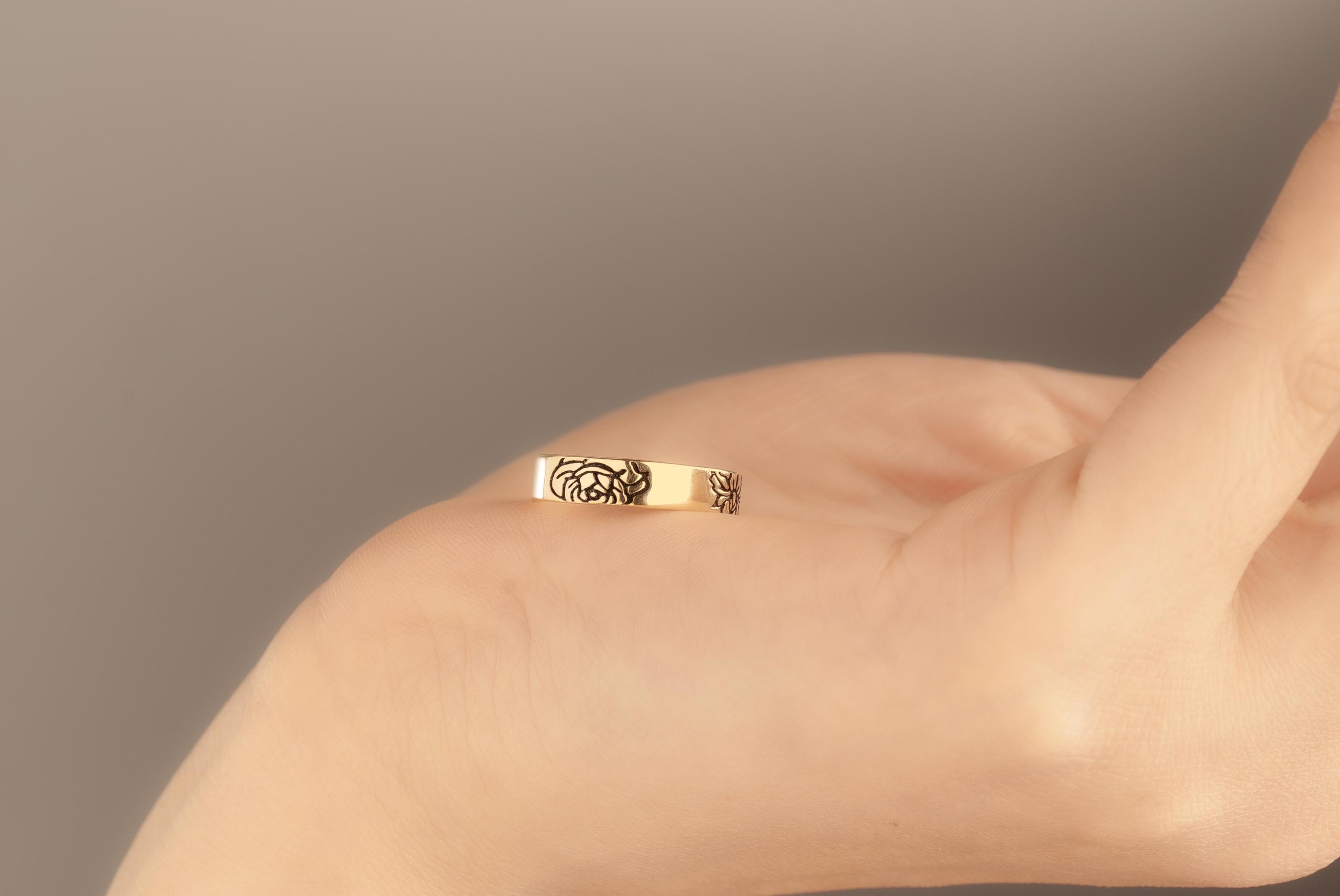 14K Gold Birthflower Ring, Personalized Family Flowers Ring, Birth Flower Ring, Personalized Floral Bouquet Ring, Mom/Grandma Gift
