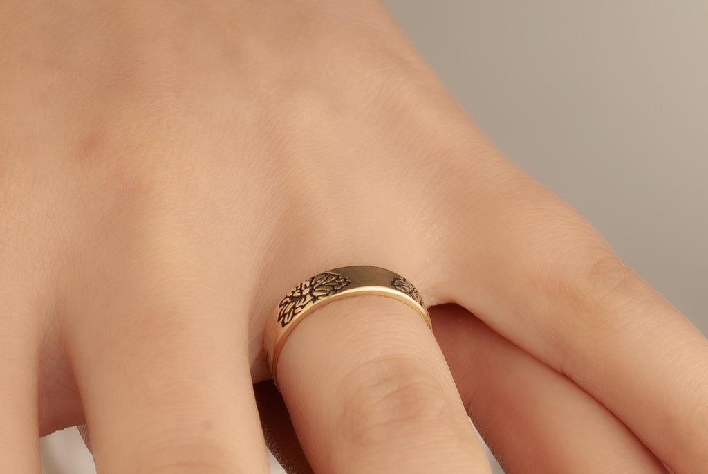 14K Gold Birthflower Ring, Personalized Family Flowers Ring, Birth Flower Ring, Personalized Floral Bouquet Ring, Mom/Grandma Gift