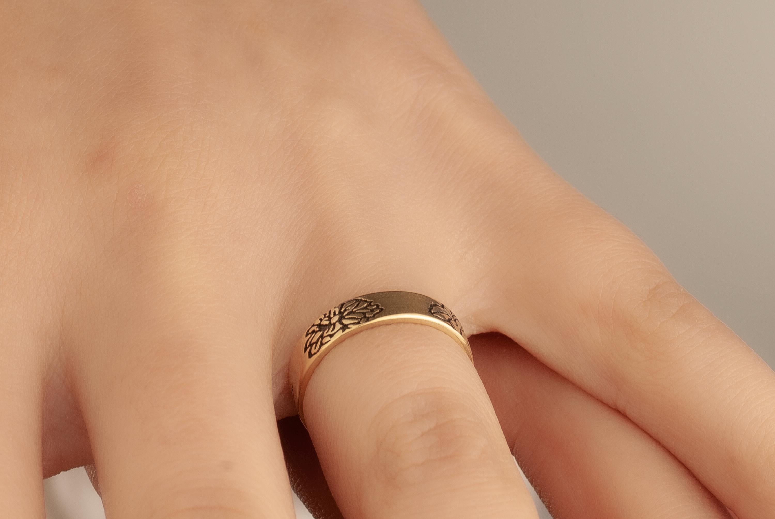 14K Gold Birthflower Ring, Personalized Family Flowers Ring, Birth Flower Ring, Personalized Floral Bouquet Ring, Mom/Grandma Gift