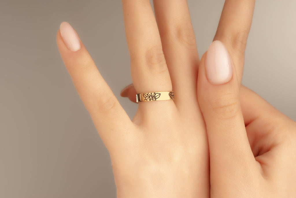 14K Gold Birthflower Ring, Personalized Family Flowers Ring, Birth Flower Ring, Personalized Floral Bouquet Ring, Mom/Grandma Gift