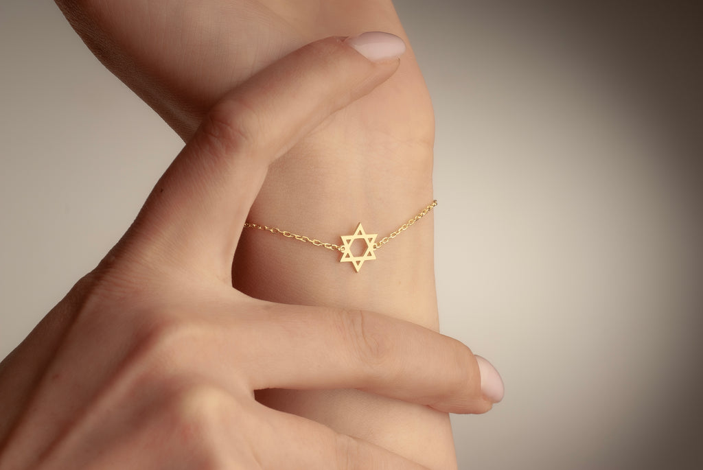 Solid 14K gold Star of David bracelet