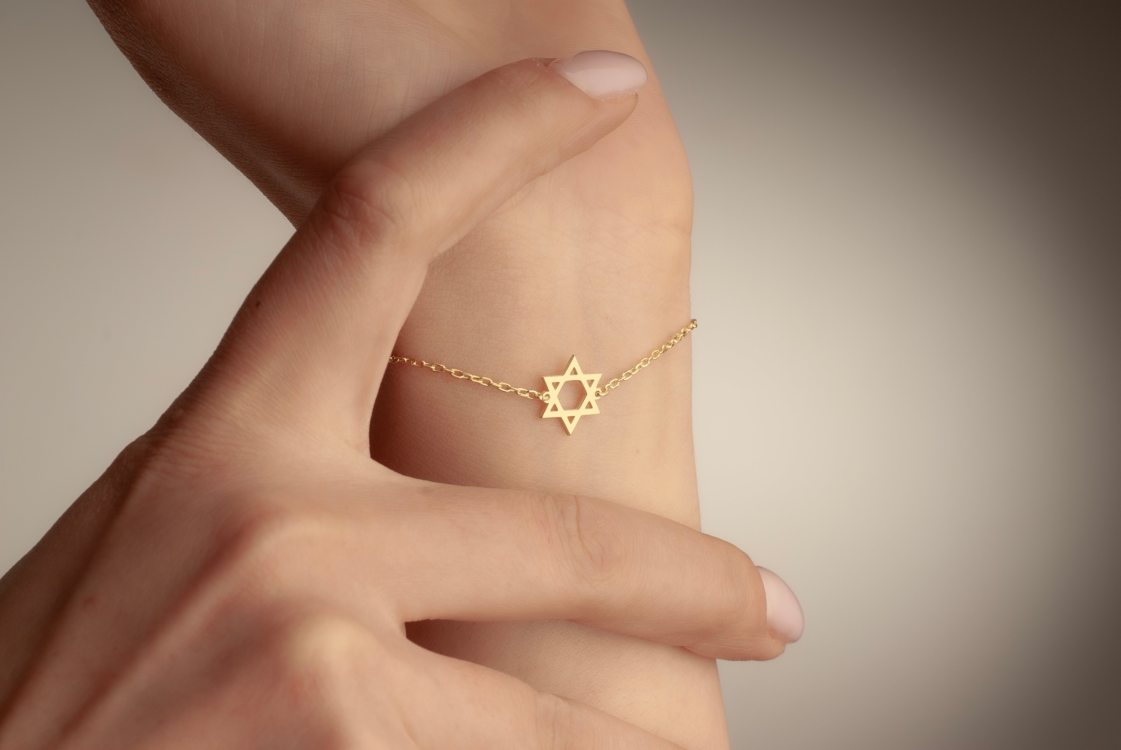 Solid 14K gold Star of David bracelet