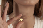 Mother and baby bear necklace shown at natural wearing length