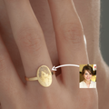 Personalized photo ring in solid 14K yellow gold