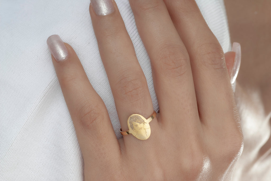 Custom photo ring actual size comparison