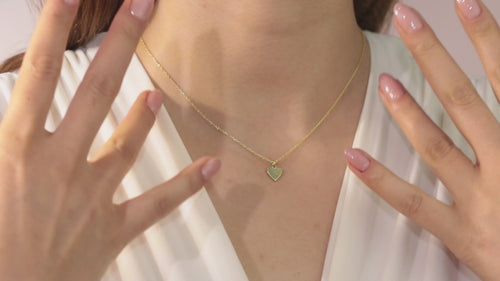 Personalized heart fingerprint necklace in solid 14K gold