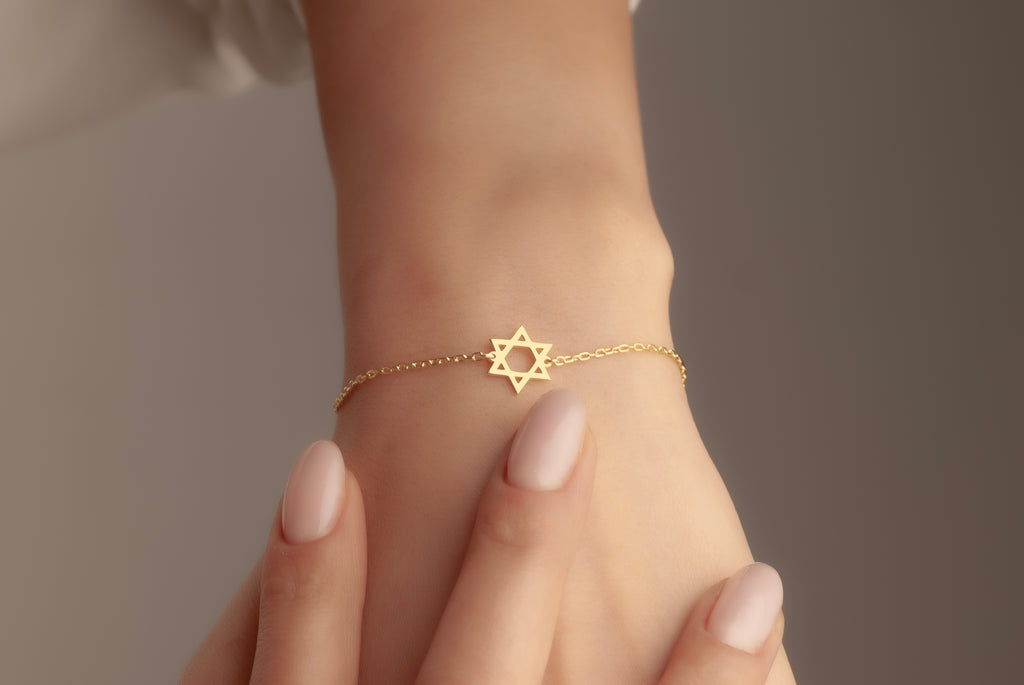 Sterling silver Magen David charm bracelet