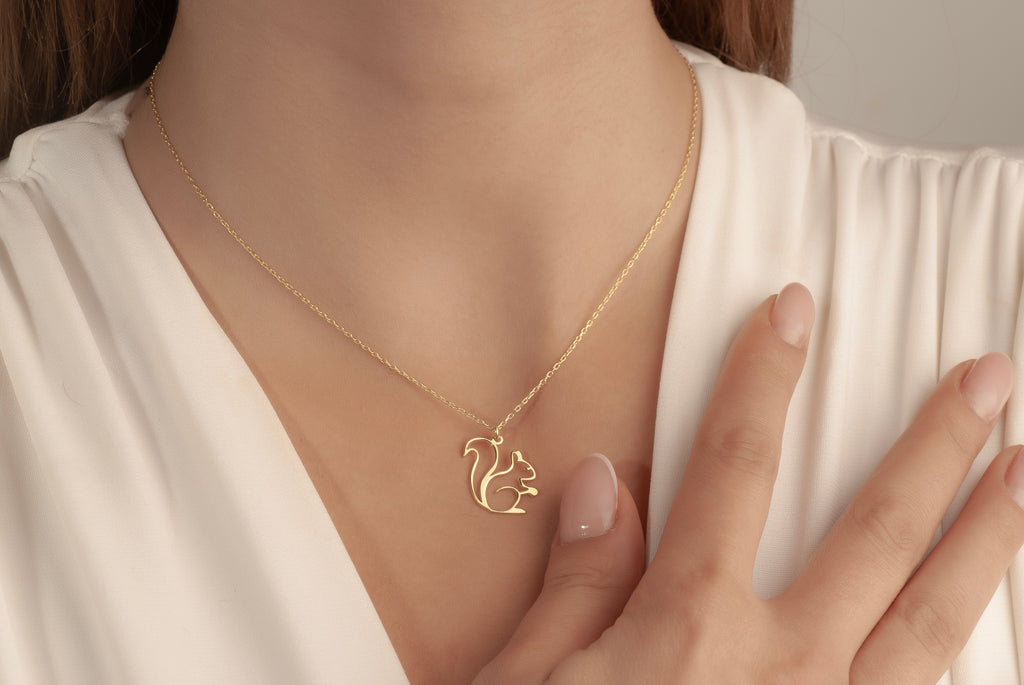 Dainty squirrel pendant actual size comparison