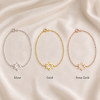 Star of David bracelet in gold silver and rose gold colors