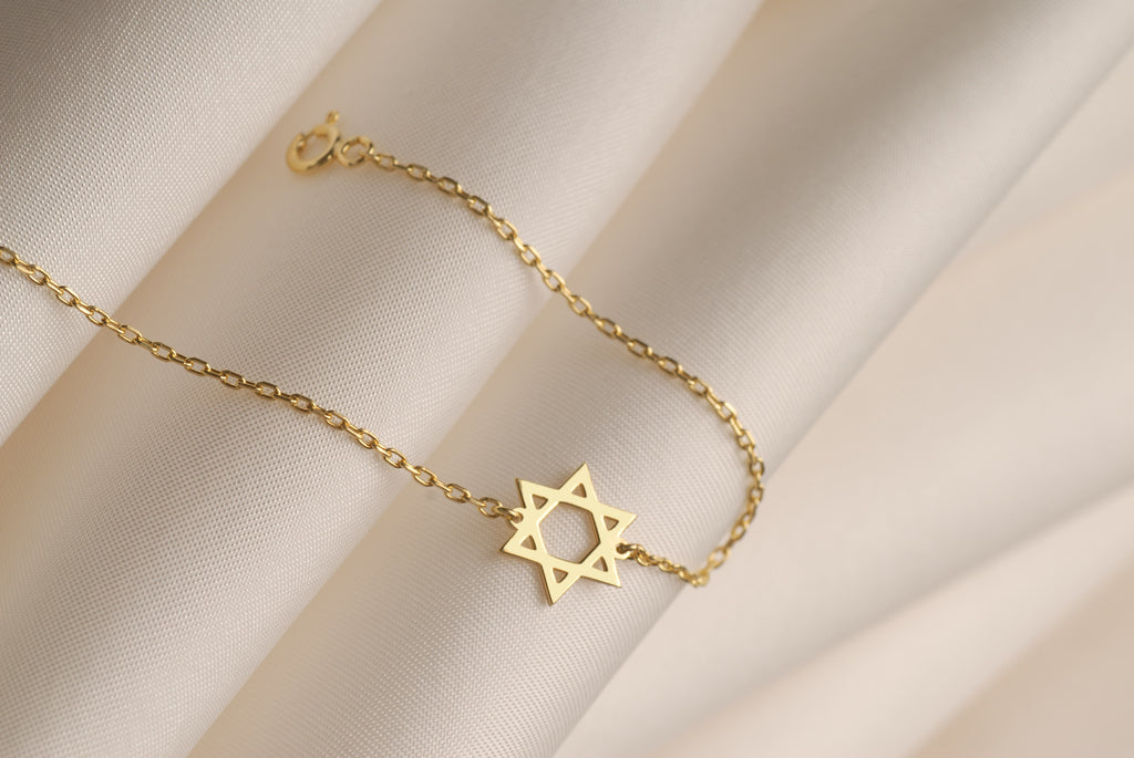 Close-up of the openwork Star of David charm