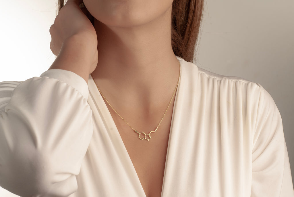 Sterling silver serotonin molecule necklace