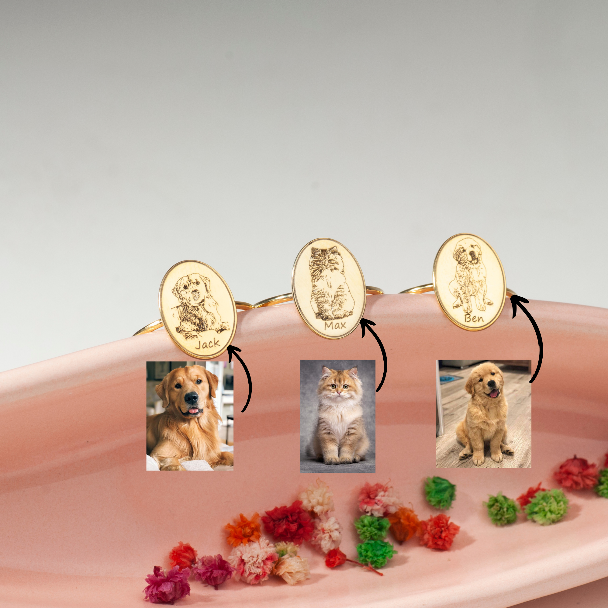 Personalized 14K Gold Pet Portrait Signet Ring – Engraved from Your Photo